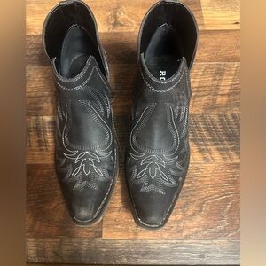Roper Black Western Boots with White Stitching